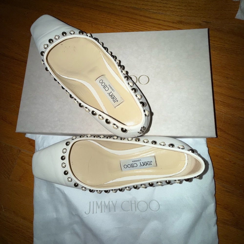 Jimmy Choo White Studded Heels